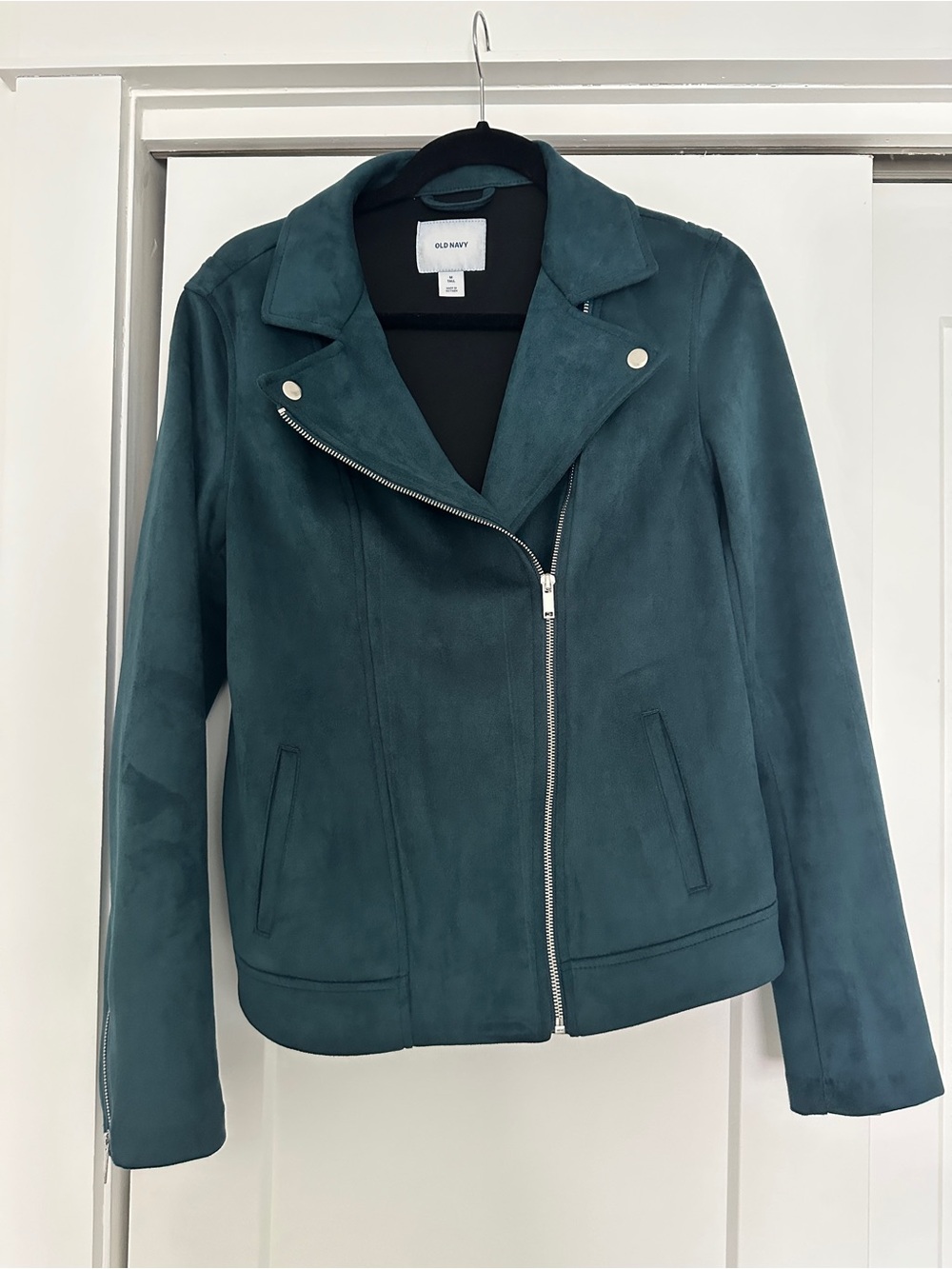 Old Navy Teal Moto Jacket - Women's Suede Zip Coat